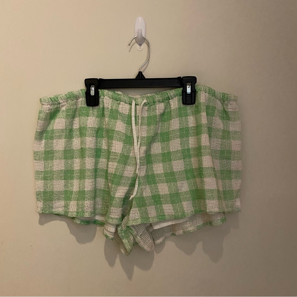 Urban Outfitters Green and White Checkered Women Shorts